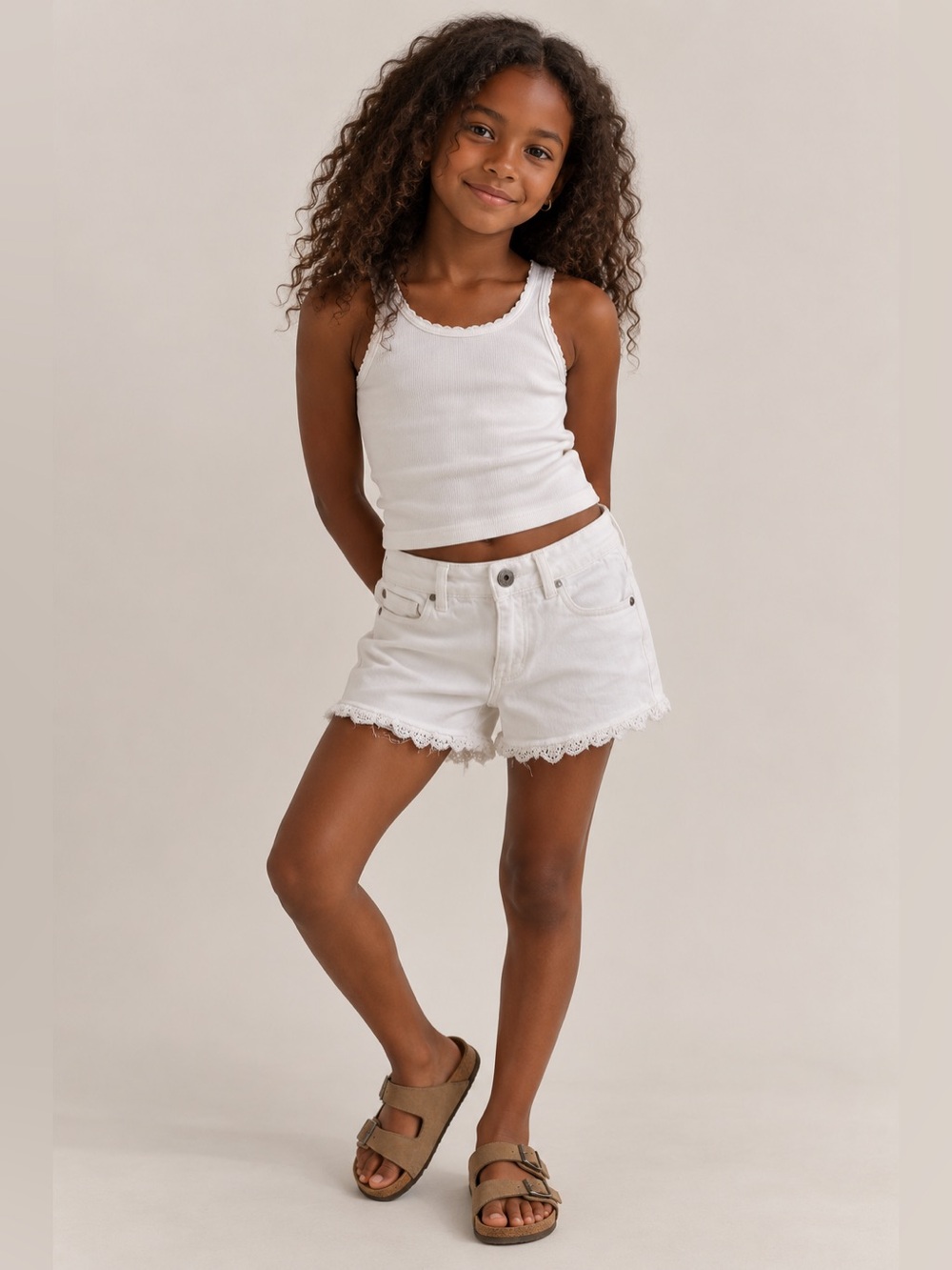 Zara Kids White Denim Shorts Size 8
